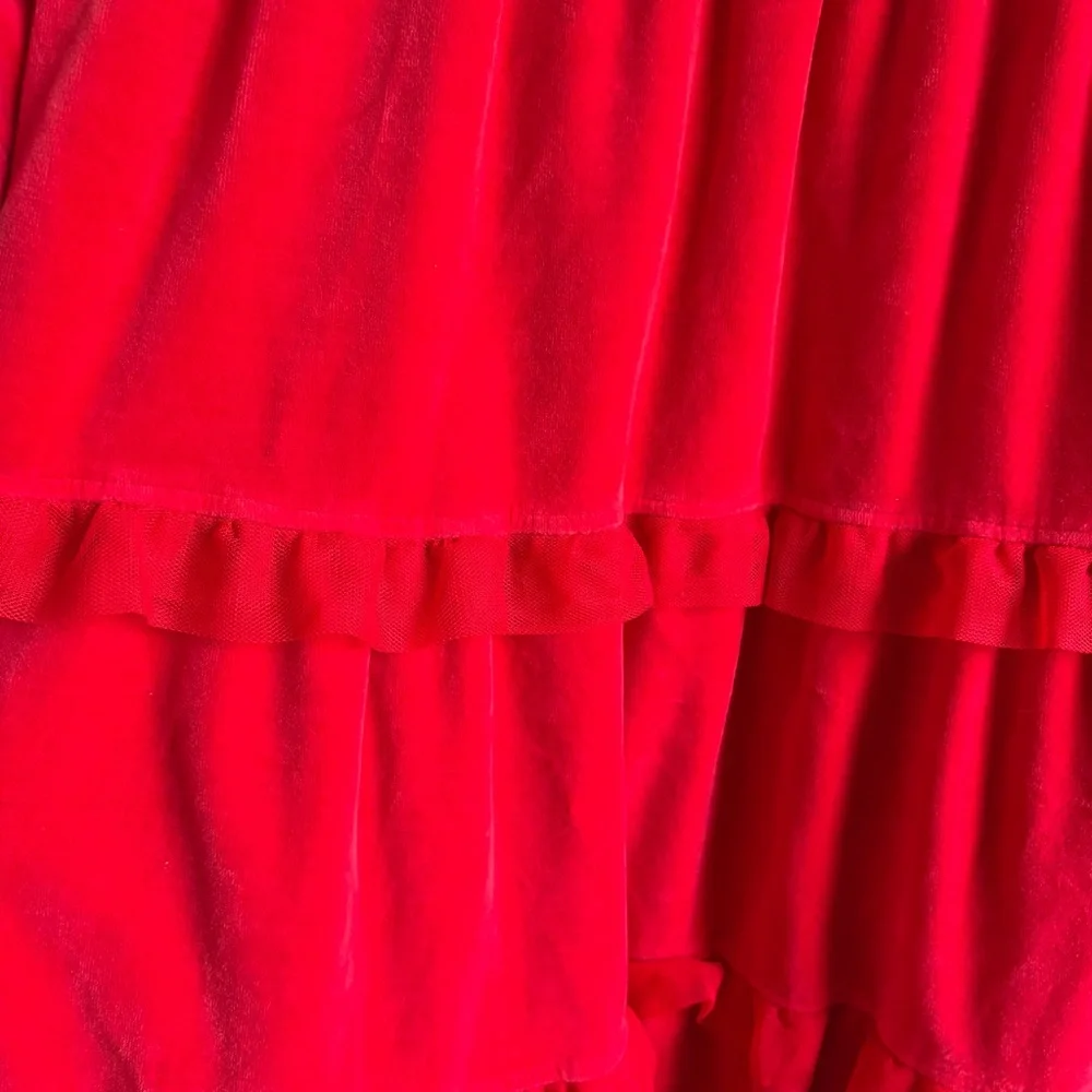 Hanna Andersson Velour Dress 130 8 Red Bell Sleeve Flutter Holiday Tulle Festive